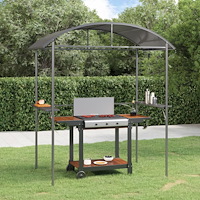 vidaXL Tak för grill med sidohyllor antracit 220x115x230 cm stål