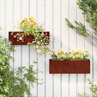 vidaXL Odlingslådor för vägg 2 st rosttrögt stål 53x10x17 cm