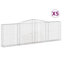 vidaXL Gabioner bågformade 5 st 400x30x120/140 cm galvaniserat järn