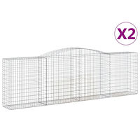 vidaXL Gabioner bågformade 2 st 400x50x120/140 cm galvaniserat järn