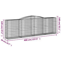 vidaXL Gabioner bågformade 2 st 400x50x120/140 cm galvaniserat järn