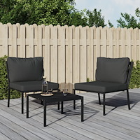 vidaXL Trädgårdsstolar med grå dynor 2 st 60x74x79 cm stål