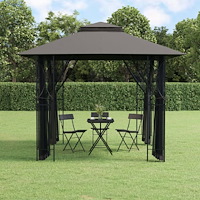 vidaXL Paviljong med sidoväggar antracit 300x300x270 cm stål