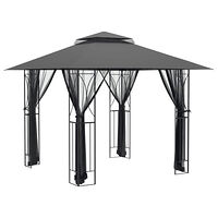 vidaXL Paviljong med sidoväggar antracit 300x300x270 cm stål