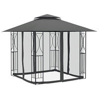 vidaXL Paviljong med sidoväggar antracit 300x300x270 cm stål