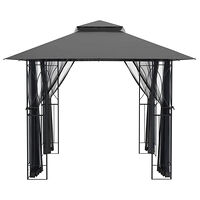 vidaXL Paviljong med sidoväggar antracit 300x300x270 cm stål
