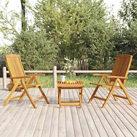 vidaXL Loungegrupp 3 delar massiv teak