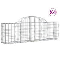 vidaXL Gabioner bågformade 4 st 200x30x60/80 cm galvaniserat järn