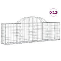 vidaXL Gabioner bågformade 12 st 200x30x60/80 cm galvaniserat järn