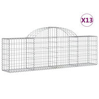 vidaXL Gabioner bågformade 13 st 200x30x60/80 cm galvaniserat järn