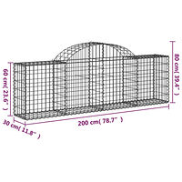 vidaXL Gabioner bågformade 13 st 200x30x60/80 cm galvaniserat järn