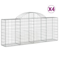 vidaXL Gabioner bågformade 4 st 200x30x80/100 cm galvaniserat järn