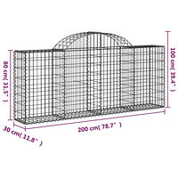 vidaXL Gabioner bågformade 4 st 200x30x80/100 cm galvaniserat järn