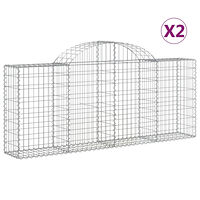 vidaXL Gabioner bågformade 2 st 200x30x80/100 cm galvaniserat järn