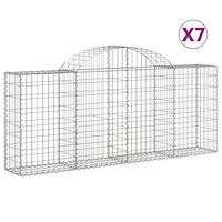 vidaXL Gabioner bågformade 7 st 200x30x80/100 cm galvaniserat järn