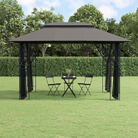 vidaXL Paviljong med sidoväggar antracit 400x300x270 cm stål