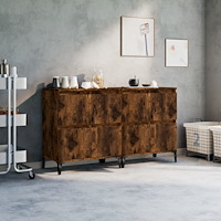 vidaXL Skänk 2 st rökfärgad ek 60x35x70 cm konstruerat trä