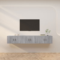 vidaXL Väggmonterade tv-skåp 3 st grå sonoma 80x34,5x40 cm
