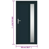 vidaXL Ytterdörr antracit 98x200 cm PVC