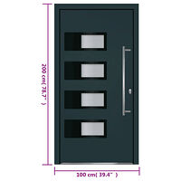 vidaXL Ytterdörr antracit 100x200 cm aluminium och PVC