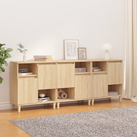 vidaXL Skänk 3 st sonoma ek 60x35x70 cm konstruerat trä
