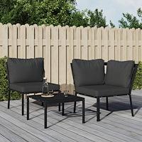 vidaXL Trädgårdsstol med grå dynor 76x76x79 cm stål