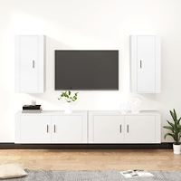vidaXL Tv-bänk 4 delar vit konstruerat trä