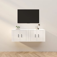 vidaXL Väggmonterade tv-skåp 2 st vit högglans 57x34,5x40 cm