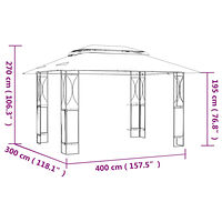 vidaXL Paviljong med tak antracit 400x300x270 cm stål