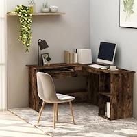 vidaXL Hörnskrivbord rökfärgad ek 120x140x75 cm konstruerat trä