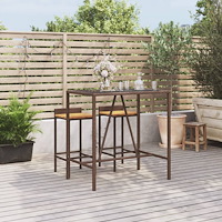 vidaXL Barbord med glasskiva brun 110x70x110 cm konstrotting