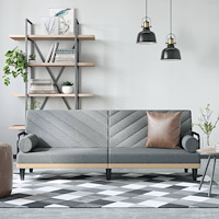 vidaXL Bäddsoffa med armstöd ljusgrå tyg
