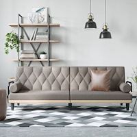 vidaXL Bäddsoffa med armstöd taupe tyg