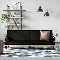 vidaXL Bäddsoffa med armstöd svart tyg