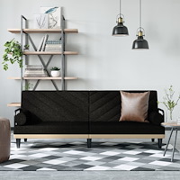 vidaXL Bäddsoffa med armstöd svart tyg