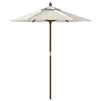 vidaXL Parasoll med trästång 196x231 cm sandvit