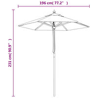 vidaXL Parasoll med trästång 196x231 cm sandvit