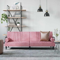 vidaXL Bäddsoffa med armstöd rosa sammet