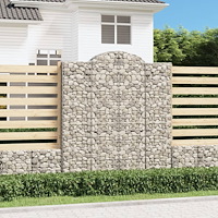 vidaXL Gabioner bågformade 2 st 200x30x220/240 cm galvaniserat järn
