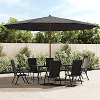 vidaXL Parasoll med trästång 400x273 cm antracit