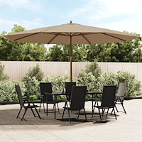 vidaXL Parasoll med trästång 400x273 cm taupe