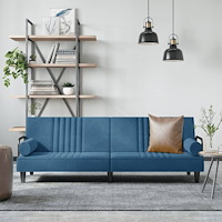 vidaXL Bäddsoffa med armstöd blå sammet