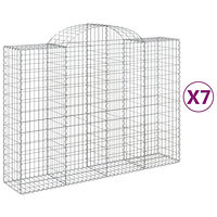 vidaXL Gabioner bågformade 7 st 200x50x140/160 cm galvaniserat järn