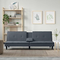 vidaXL Bäddsoffa med mugghållare mörkgrå sammet