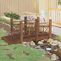 vidaXL Trädgårdsbro med räcken 150x67x56cm massivt granträ