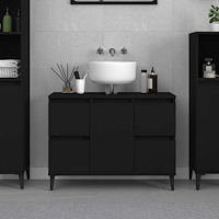 vidaXL Tvättställsskåp svart 80x33x60 cm konstruerat trä