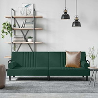 vidaXL Bäddsoffa med armstöd mörkgrön sammet
