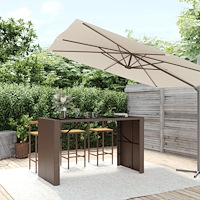 vidaXL Barbord med glasskiva brun 185x80x110 cm konstrotting