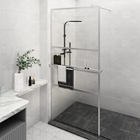 vidaXL Duschvägg med hylla krom 90x195 cm ESG-glas&aluminium