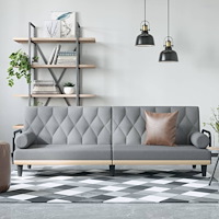 vidaXL Bäddsoffa med armstöd ljusgrå tyg